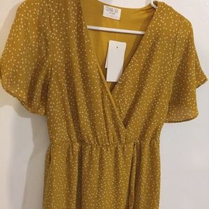 Medium Yellow Polka Dot Wrap Dress